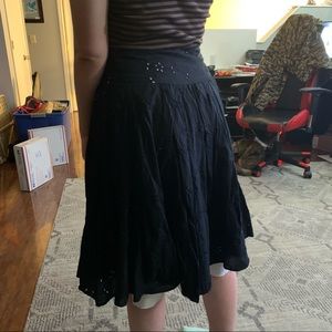 Black and white midi floral skirt